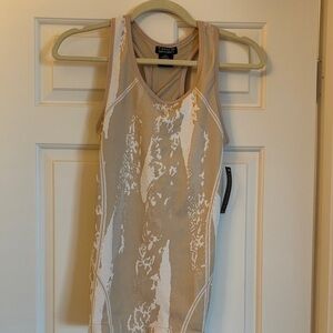 NWT  Never worn. Tahari Sport racer back tank. Beige and White Women's Tank Top